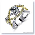 Mark Silverstein Imagines 18K White and Yellow Gold Split Shank Crossover Diamond Engagement Ring