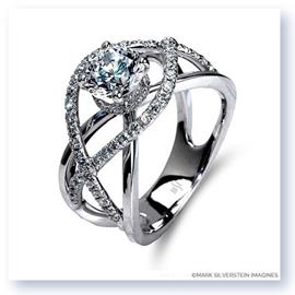 Mark Silverstein Imagines 18K White Gold Split Shank Crossover Semi Diamond Engagement Ring