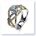 Mark Silverstein Imagines 18K White and Yellow Gold Split Shank Crossover Semi Diamond Engagement Ring