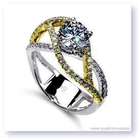 Mark Silverstein Imagines 18K White and Yellow Gold Double Split Shank Diamond Engagement RIng