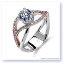 Mark Silverstein Imagines 18K White and Rose Gold Double Split Shank Semi Diamond Engagement RIng