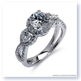 Mark Silverstein Imagines 18K White Gold Three Stone Split Shank Diamond Engagement RIng