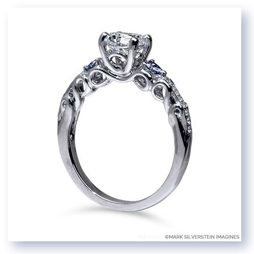 Mark Silverstein Imagines 18K White Gold Rolling Wave Diamond and Sapphire Engagement Ring