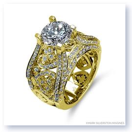Mark Silverstein Imagines 18K Yellow Gold Wide Diamond Heart and Leaf Engagement Ring