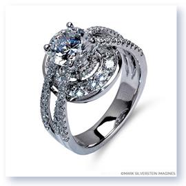 Mark Silverstein Imagines 18K White Gold Three Strand Halo Diamond Enagagement Ring