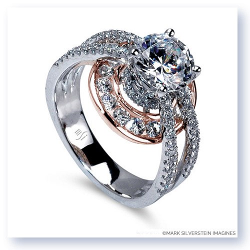 Mark Silverstein Imagines 18K White and Rose Gold Three Strand Halo Diamond Enagagement Ring