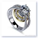 Mark Silverstein Imagines 18K White and Yellow Gold Three Strand Halo Diamond Enagagement Ring