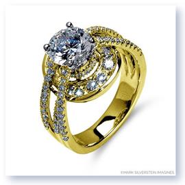 Mark Silverstein Imagines 18K Yellow Gold Three Strand Halo Diamond Enagagement Ring