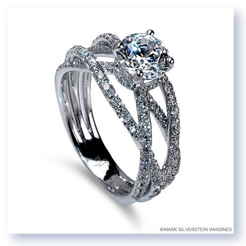 Mark Silverstein Imagines 18K White Gold Triple Band Crossover Diamond Engagement Ring