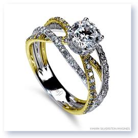 Mark Silverstein Imagines 18K White and Yellow Gold Triple Band Crossover Diamond Engagement Ring