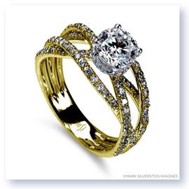 Mark Silverstein Imagines 18K Yellow Gold Triple Band Crossover Diamond Engagement Ring