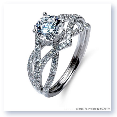 Mark Silverstein Imagines 18K White Gold Three Strand Crossover Edgy Diamond Engagement Ring