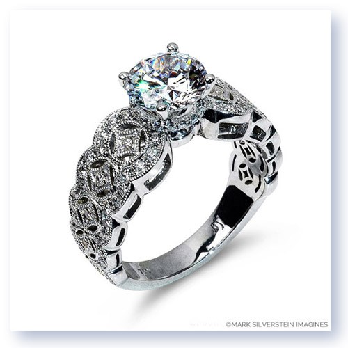 Mark Silverstein Imagines 18K White  Gold Art Deco Inspired Diamond Engagement Ring