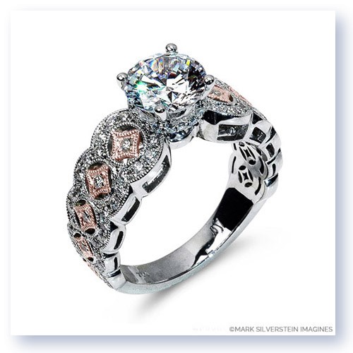Mark Silverstein Imagines 18K White and Rose Gold Art Deco Inspired Diamond Engagement Ring