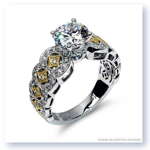 Mark Silverstein Imagines 18K White and Yellow Gold Art Deco Inspired Diamond Engagement Ring