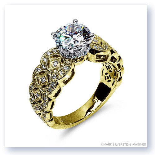 Mark Silverstein Imagines 18K Yellow  Gold Art Deco Inspired Diamond Engagement Ring