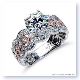 Mark Silverstein Imagines 18K White and Rose Gold Art Deco Inspired Tapered Diamond Engagement Ring