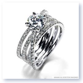Mark Silverstein Imagines 18K White Gold Four Band Crossover Diamond Engagement Ring