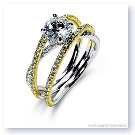Mark Silverstein Imagines 18K White and Yellow Gold Double Band Crossover Diamond Engagement Ring