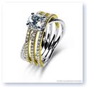Mark Silverstein Imagines 18K White and Yellow Gold Three Band Crossover Diamond Engagement Ring