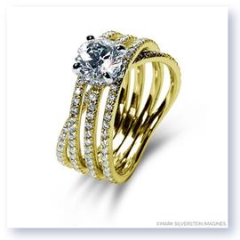 Mark Silverstein Imagines 18K Yellow Gold Three Band Crossover Diamond Engagement Ring