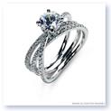 Mark Silverstein Imagines 18K White Gold Double Row Single Crossover Diamond Engagement Ring