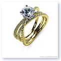 Mark Silverstein Imagines 18K Yellow Gold Double Row Single Crossover Diamond Engagement Ring