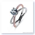 Mark Silverstein Imagines 18K White and Rose Gold Double Loop Pink and White Diamond Engagement Ring