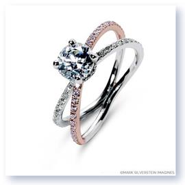 Mark Silverstein Imagines 18K White and Rose Gold Double Loop Pink and White Diamond Engagement Ring
