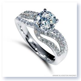 Mark Silverstein Imagines 18K White Gold Wave Bypass Diamond Engagement Ring