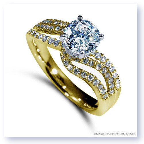 Mark Silverstein Imagines 18K Yellow Gold Wave Bypass Diamond Engagement Ring