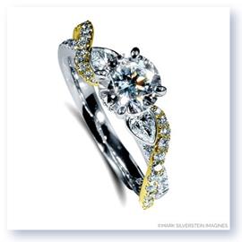 Mark Silverstein Imagines 18K White and Yellow  Gold Pear Side Stone Twist Diamond Engagement Ring