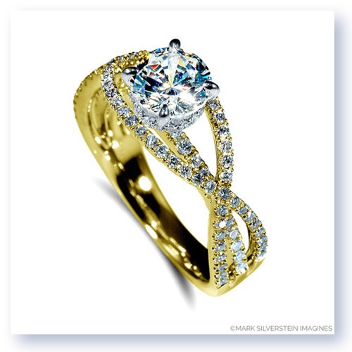 Mark Silverstein Imagines 18K Yellow Gold Criss-Cross Diamond Enagagement Ring