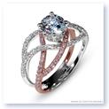 Mark Silverstein Imagines 18K White and Rose Gold Double Split Shank Crossover Pink and White Diamond Enagagement Ring