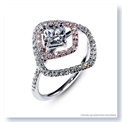 Mark Silverstein Imagines 18K White and Rose Gold Double Square Halo Pink and White Diamond Engagement Ring