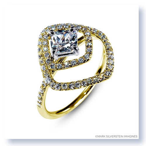 Mark Silverstein Imagines 18K Yellow Gold Double Square Halo Diamond Engagement Ring