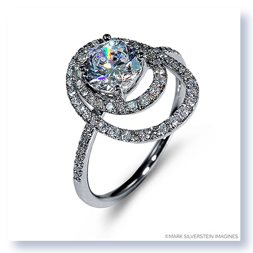Mark Silverstein Imagines 18K White Gold Double Round Halo Diamond Engagement Ring