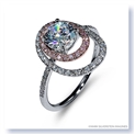 Mark Silverstein Imagines 18K White and Rose Gold Double Round Halo Pink and White Diamond Engagement Ring