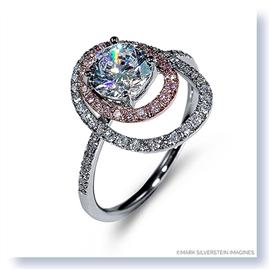 Mark Silverstein Imagines 18K White and Rose Gold Double Round Halo Pink and White Diamond Engagement Ring