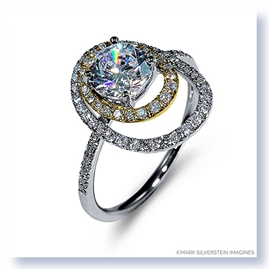 Mark Silverstein Imagines 18K White and Yellow Gold Double Round Halo Diamond Engagement Ring