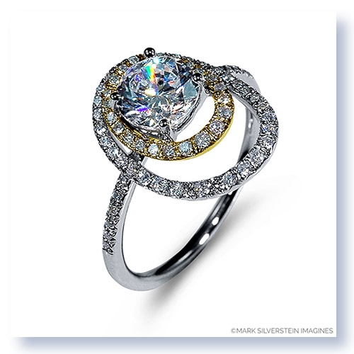 Mark Silverstein Imagines 18K White and Yellow Gold Double Round Halo Diamond Engagement Ring