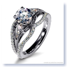 Mark Silverstein Imagines 18K White Gold Triple Band Diamonds Engagement Ring