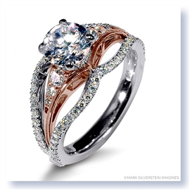 Mark Silverstein Imagines 18K White and Rose Gold Triple Band with White Diamonds Engagement Ring