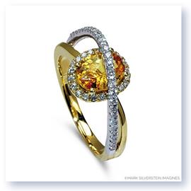 Mark Silverstein Imagines 18K White and Yellow Gold Yellow Sapphire and Diamond Halo Right Hand Ring