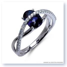 Mark Silverstein Imagines 18K White Gold Contrasting Arch Blue Sapphire and Diamond Right Hand Ring