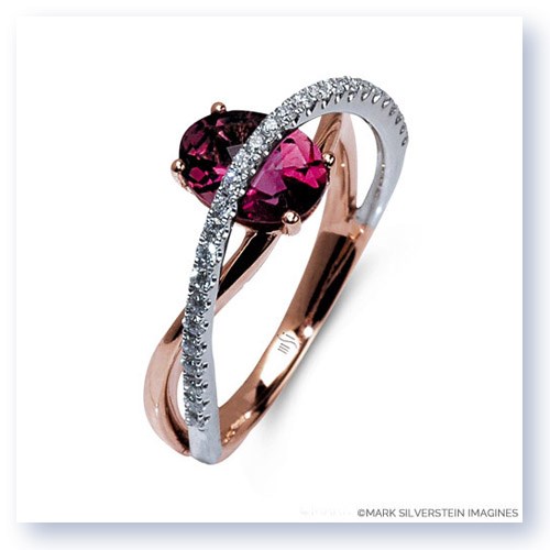 Mark Silverstein Imagines 18K White and Rose Gold Contrasting Arch Pink Tourmaline and Diamond Right Hand Ring