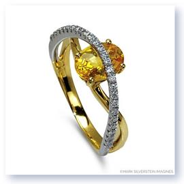 Mark Silverstein Imagines 18K White and Yellow Gold Contrasting Arch Yellow Sapphire and Diamond Right Hand Ring