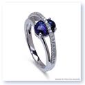 Mark Silverstein Imagines 18K White Gold Blue Sapphire and Diamond Split Shank Right-Hand Ring