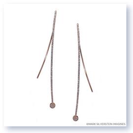 Mark Silverstein Imagines Long Wire Thin 18K Rose Gold Diamond Earrings