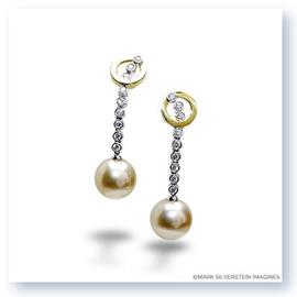 Mark Silverstein Imagines 18K White and Yellow Gold Diamond and Pearl Dangle Earrings